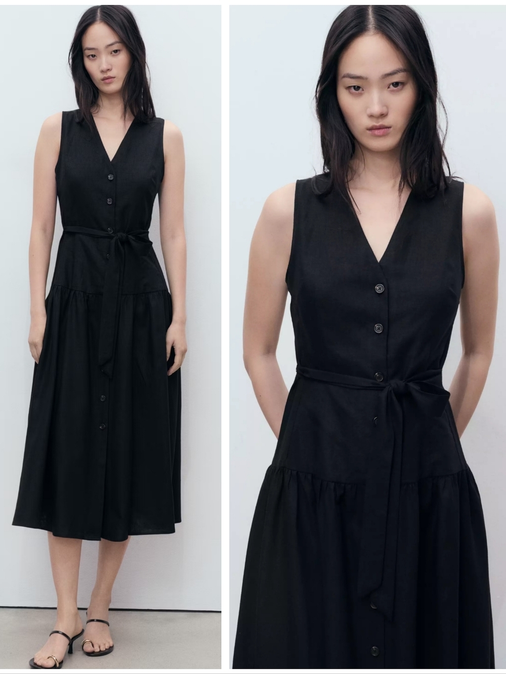 MANGO Linen Blend Dress